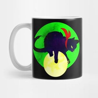 A Shadow in the Moon Cat Illustration Mug